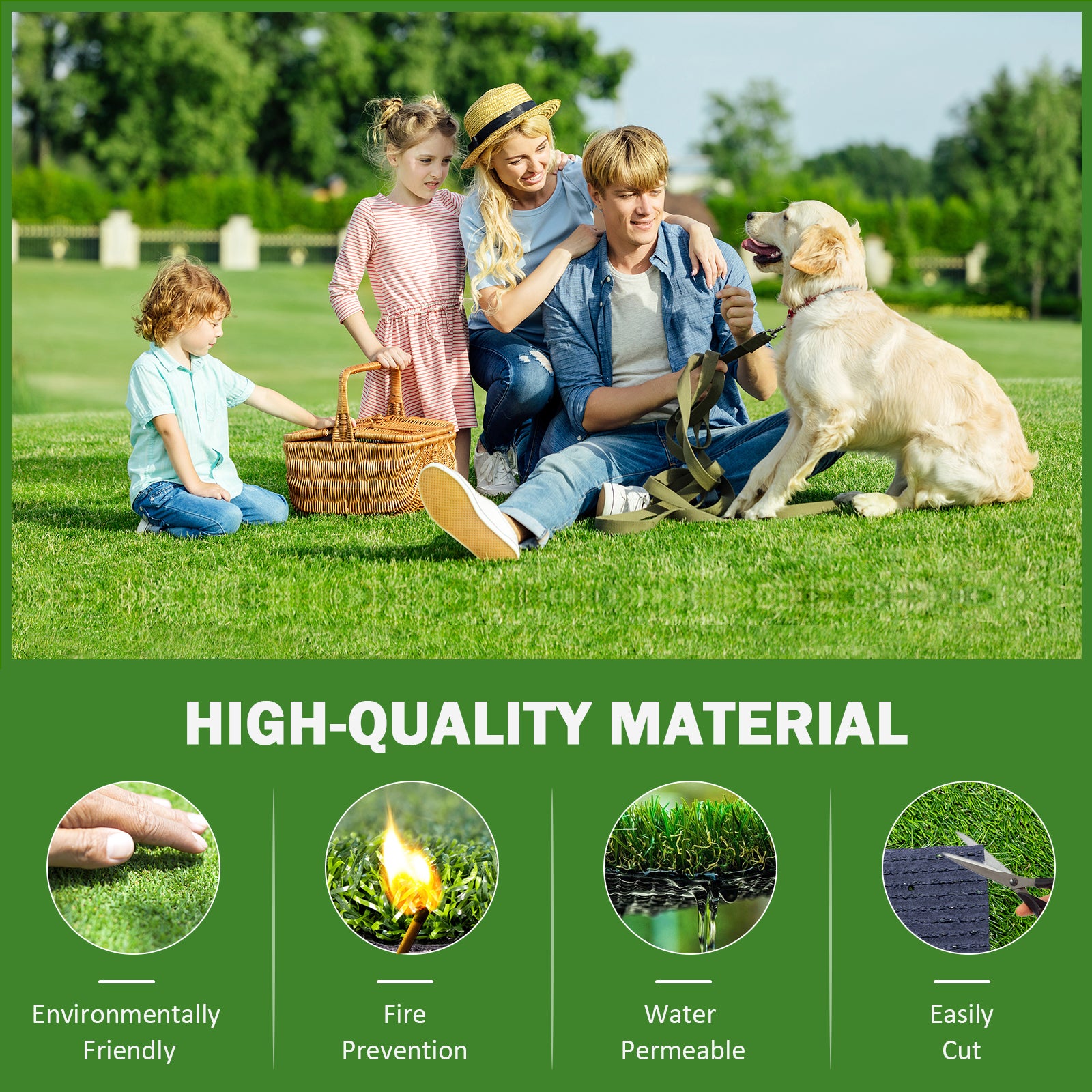 3Pack 3.3Ftx10Ft Artificial Grass Realistic Synthetic Thick Fake Faux Grass Rug Astroturf Carpet Landscape For Dogs Indoor Outdoor Garden Lawn Mat, With Drainage Holes Green Polypropylene