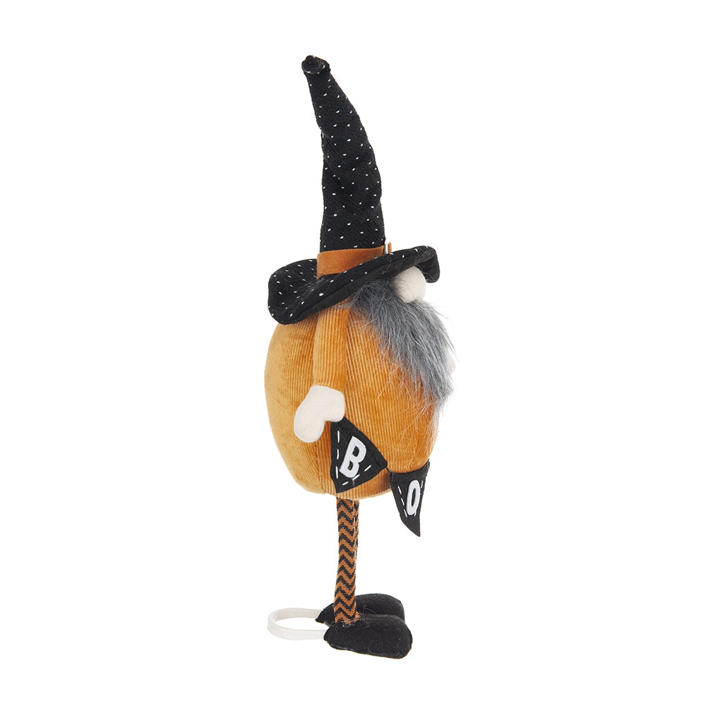 Set Of 2, 6.3X4.3X16" Fabric Standing Orange Gnome W Black Gnome & Holding Banner, For Halloween Decor Black,Orange,White Polyester