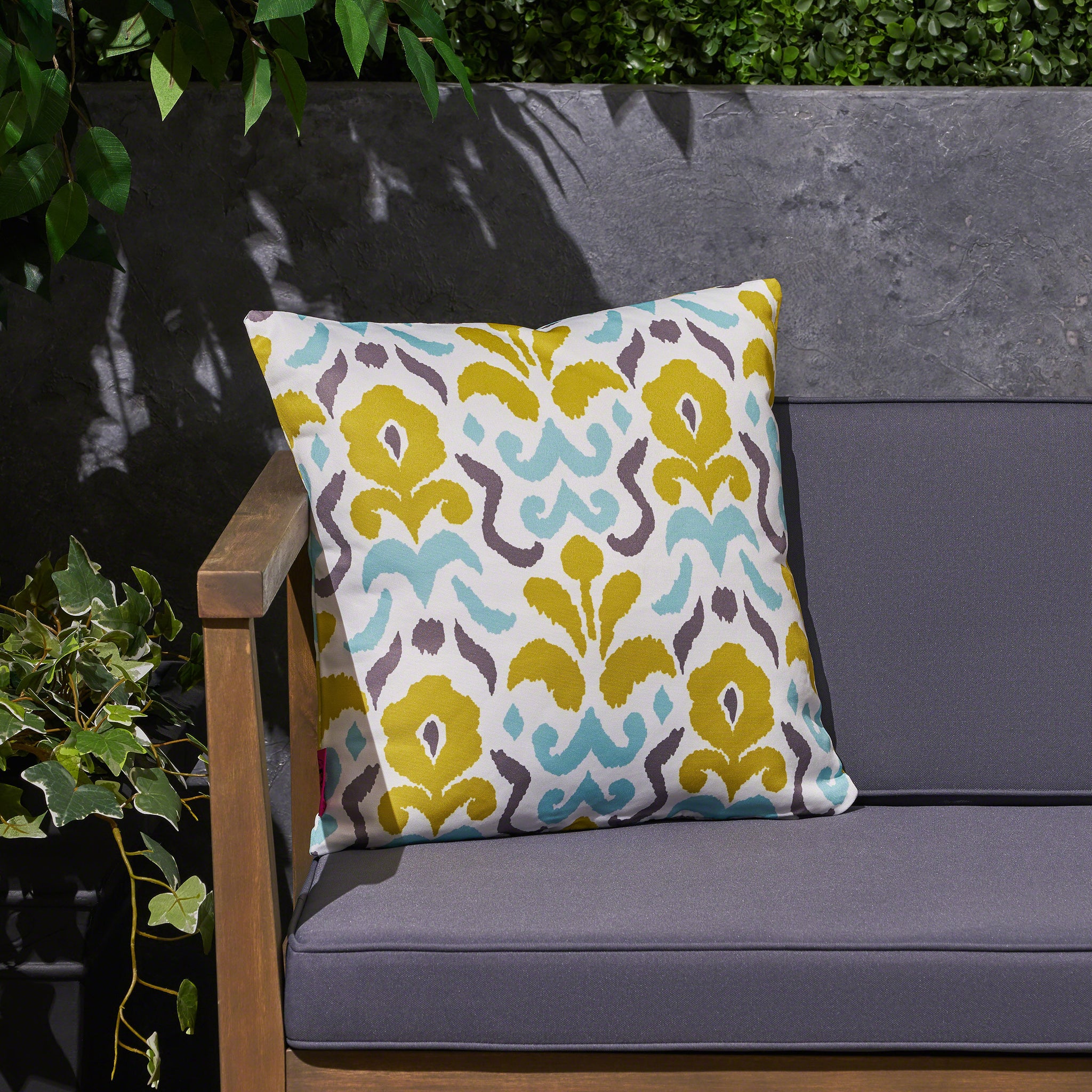 Yellow Flower Outdoor Square Pillow Multi Fabric