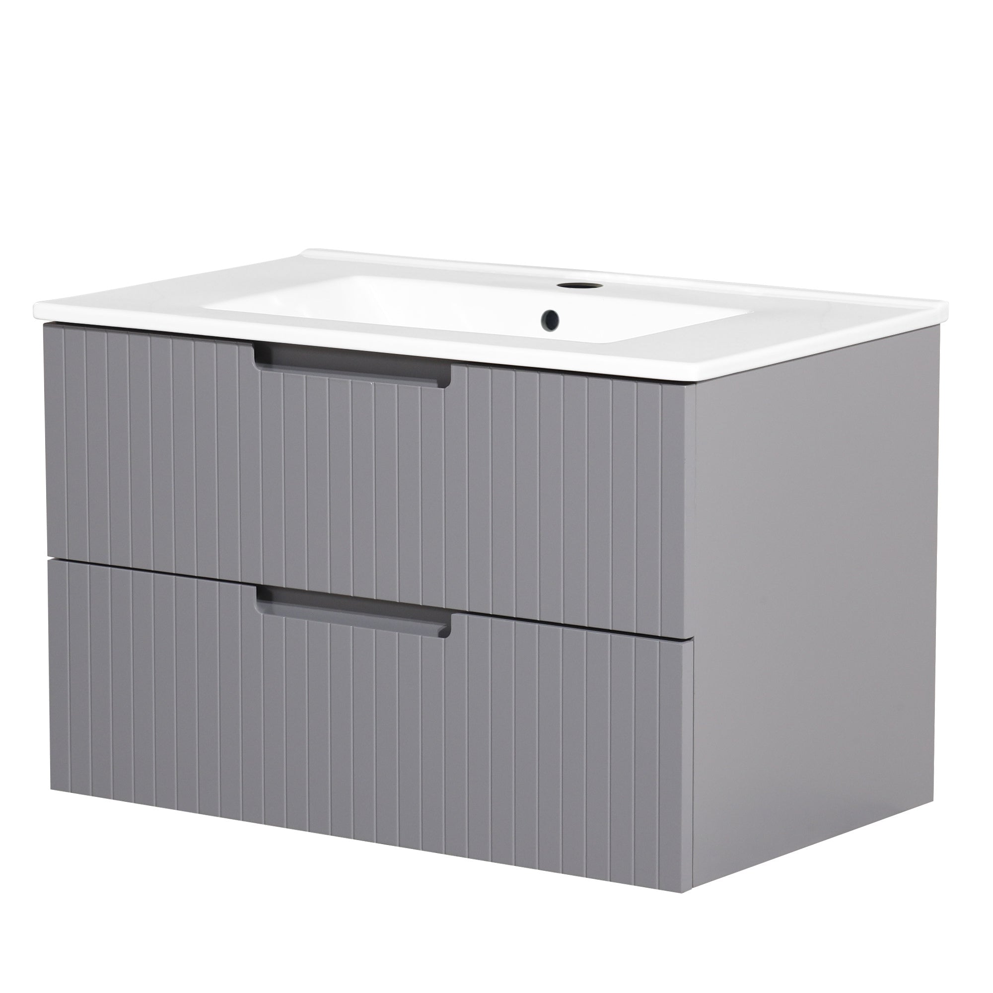 30 Inch Floating Bathroom Vanity With Ceramic Sink Combo Set, Modern Bath Storage Cabinet Vanity With Drawers Wall Mounted Vanity For Bathroom, Gray Grey Mdf