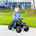 Aosom 6V Kids Atv 4 Wheeler Ride On Car, Electric Motorized Quad Battery Powered Vehicle With Forward Reverse Switch For 18 36 Months Old Toddlers, Black Black Plastic