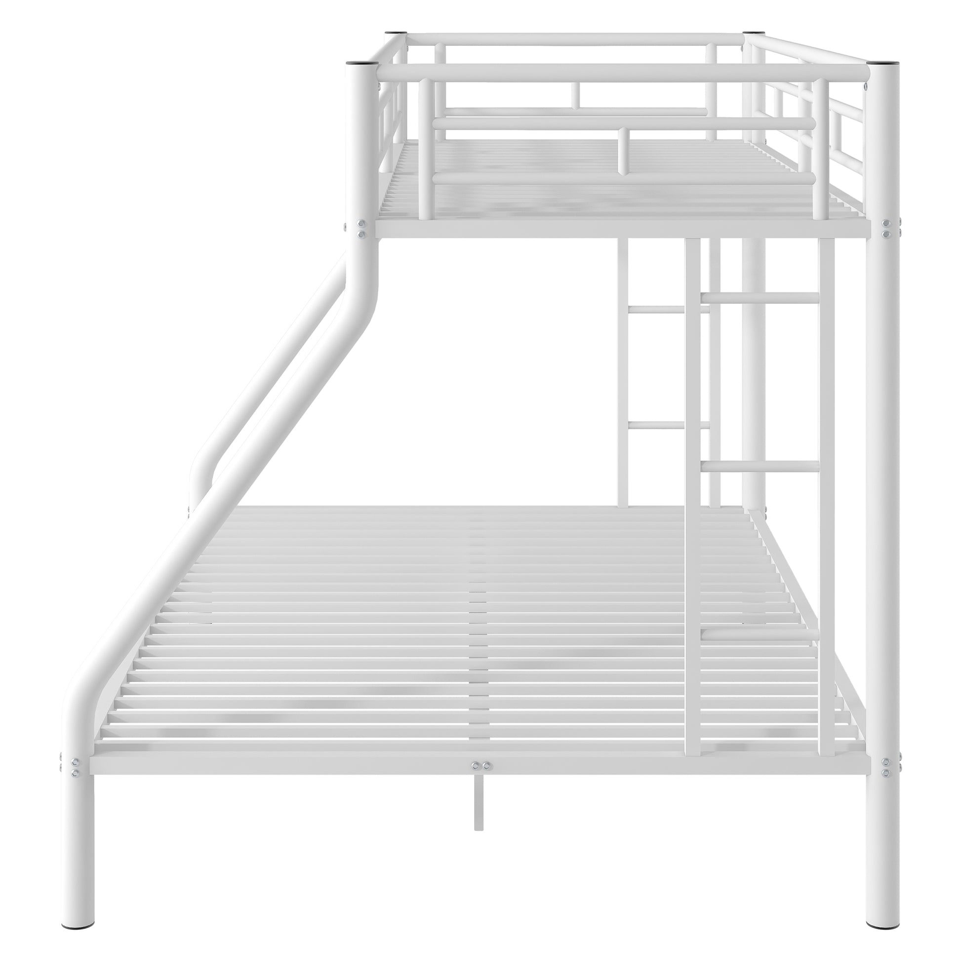 Twin Xl Over Queen Metal Bunk Bed With Ladder And Guardrails, White Expected Arrival Time: 9.7 Box Spring Not Required Twin Xl White Metal Metal