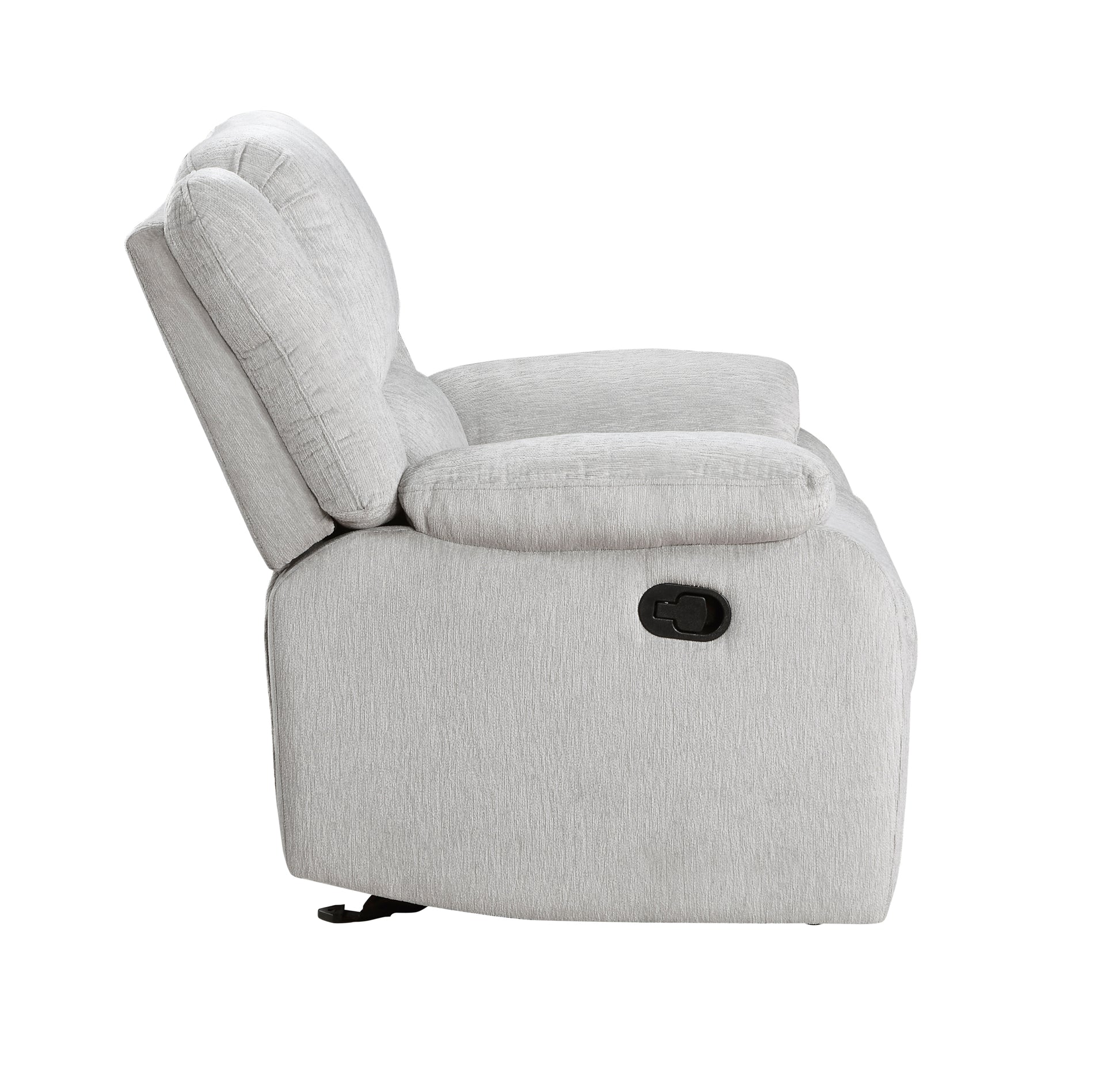 Modern Reclining Chair Gray Chenille Upholstered Pillowtop Arms Solid Wood Frame 1Pc Living Room Furniture Gentle Gliding Motion Recliner Gray Chenille Wood Primary Living Space Pillow Top Arms Solid Wood