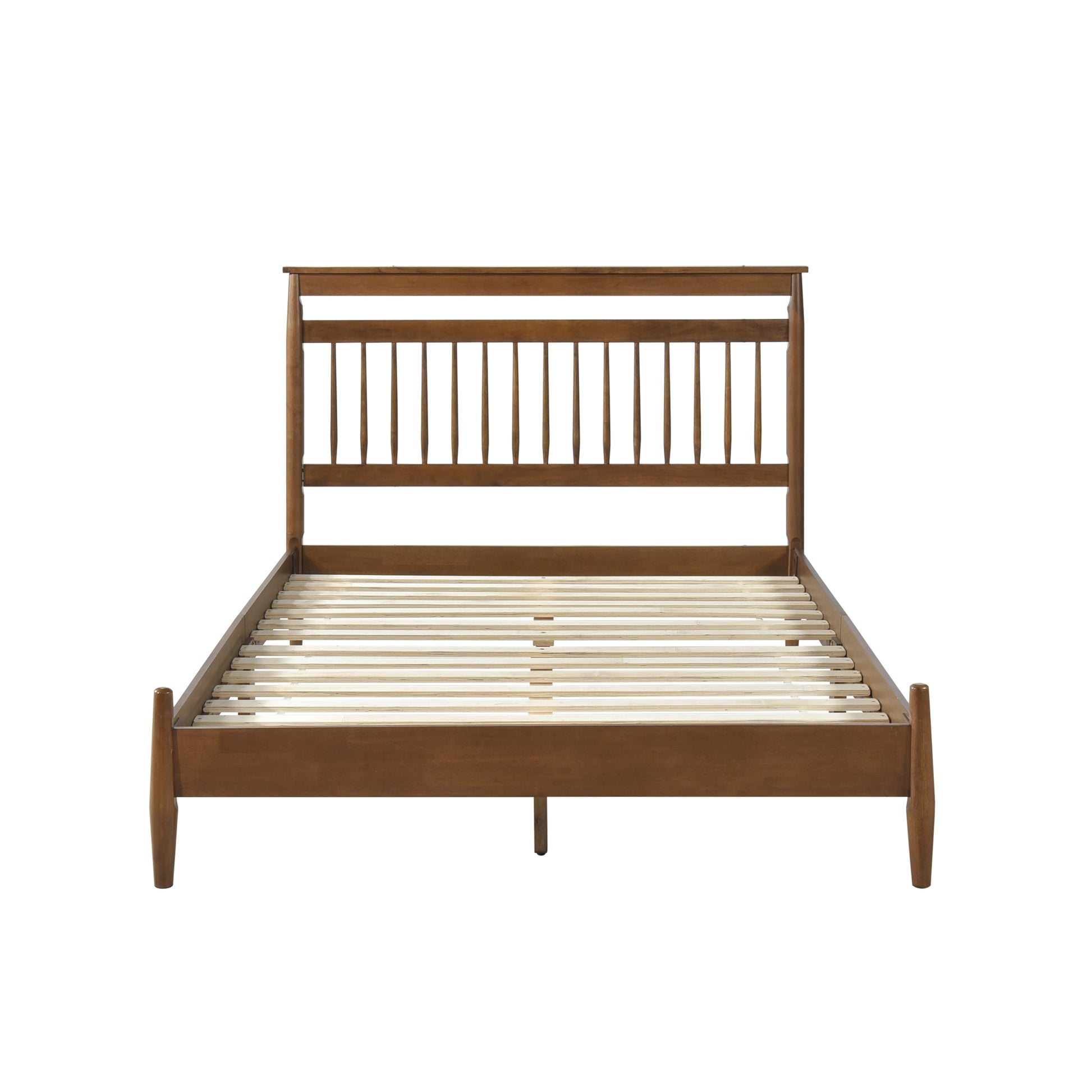 Transitional Design Full Platform Bed Chestnut Finish Wood Frame Bedroom Furniture 1Pc Bed In A Box Box Spring Not Required Full Chestnut Wood Bedroom Wood