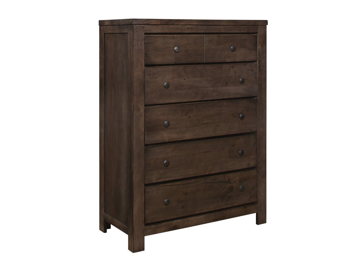 Verna Brown 5 Drawer Chest Brown Engineered Wood