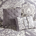 7 Piece Cotton Printed Comforter Set Grey King King Grey Polyester