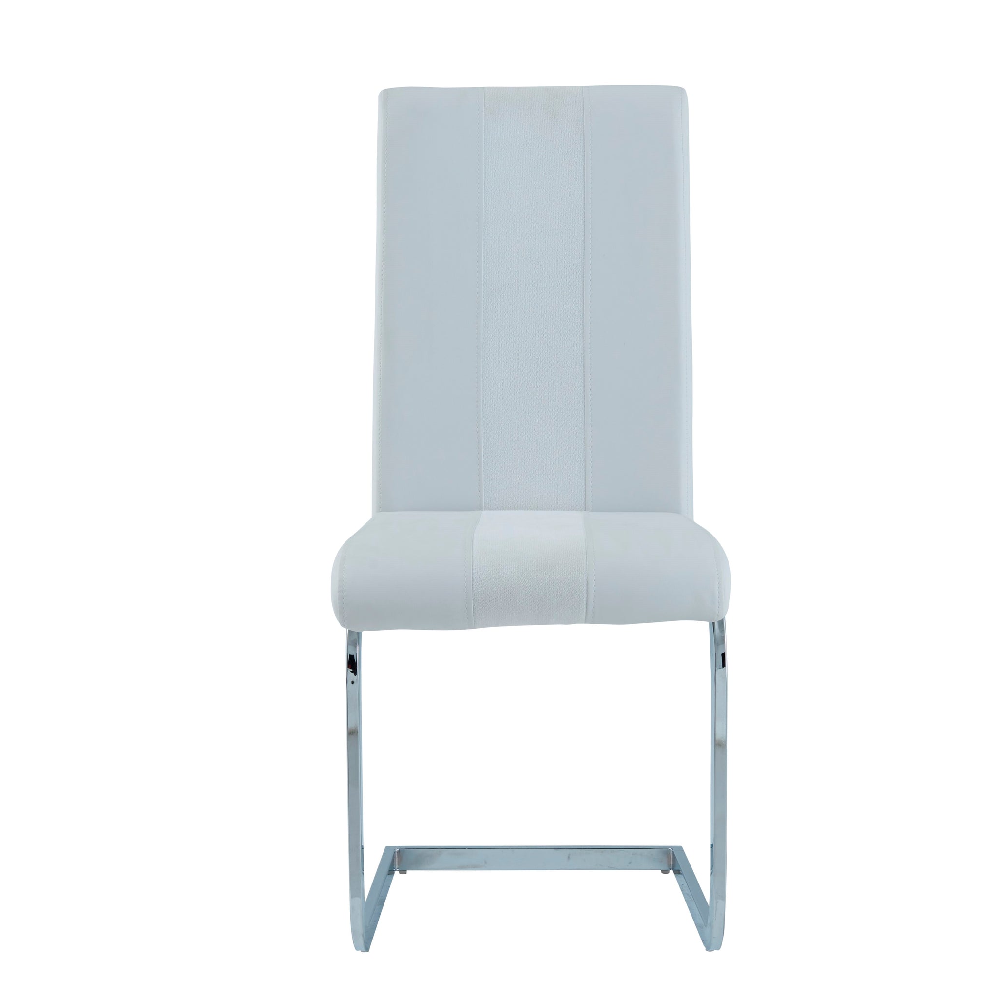 Altis Fabric White Dining Chairs Kit Of 4 White Stainless Steel