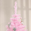 Homcom 6' Artificial Pencil Christmas Tree, Slim Xmas Tree With 390 Realistic Branch Tips And Plastic Stand, Pink Pink Plastic