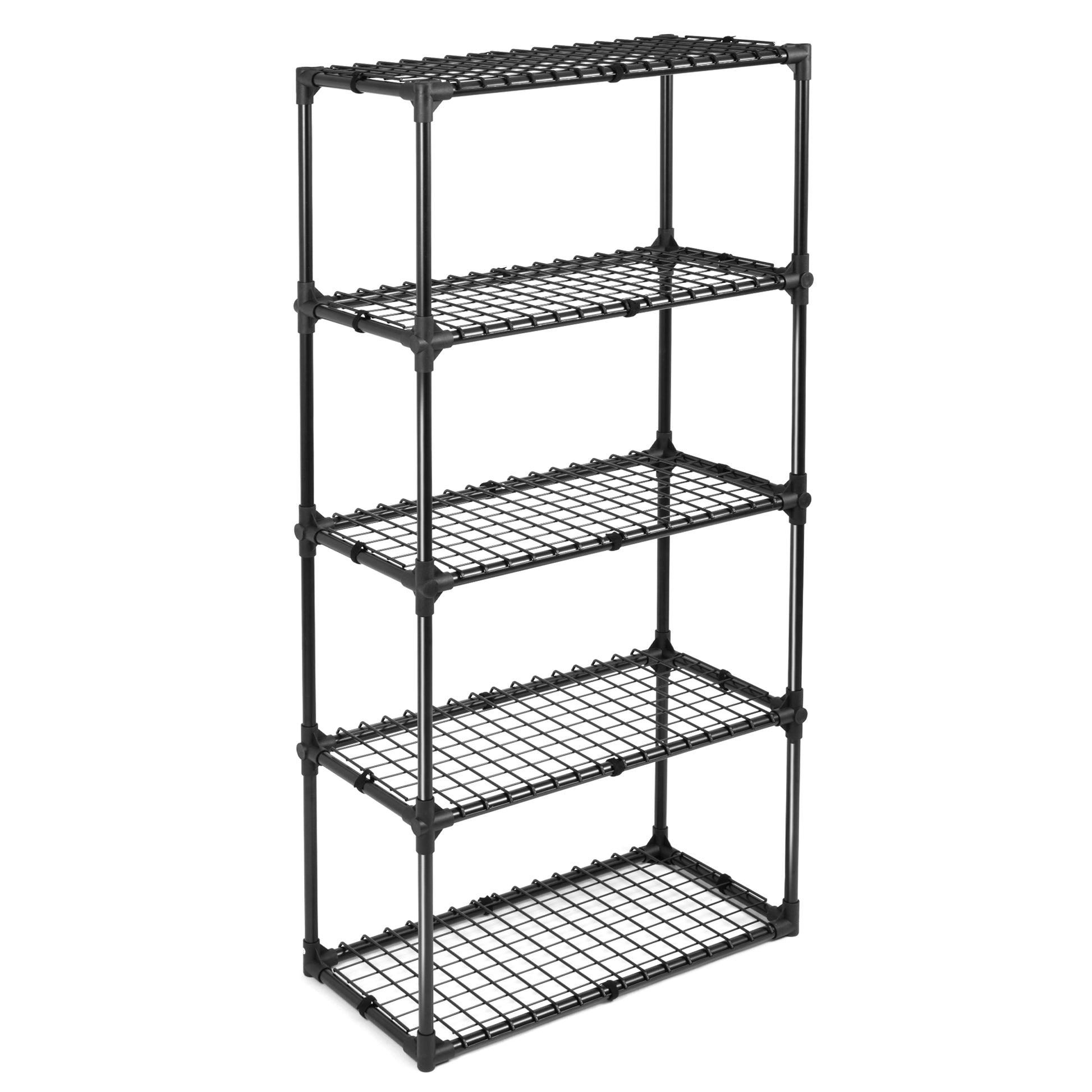 5 Shelf Wire Rack With Cover 1Pack Black Steel