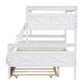 Twin Over Full Bunk Bed With Ladder, Twin Size Trundle, Safety Guardrail, White Box Spring Not Required Twin White Wood Bedroom Bunk Pine