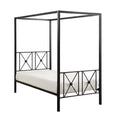 Black Finish Twin Platform Bed Canopy Metal Frame Modern Traditional 1Pc Box Spring Not Required Twin Black Metal Bedroom Canopy Metal