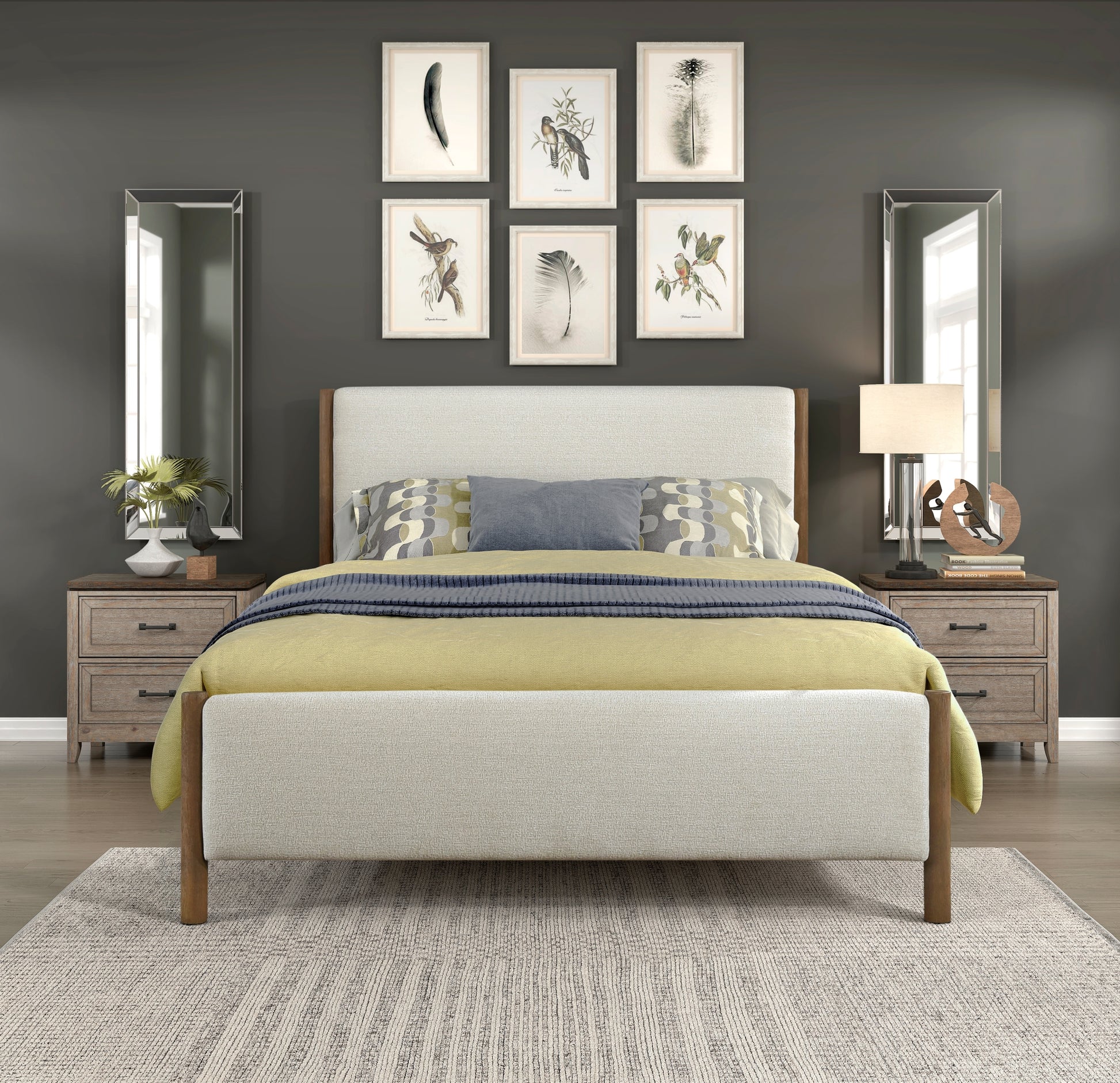 Modern Contemporary Bedroom 1Pc Full Platform Bed Soft Beige Chenille Fabric Upholstered Bed Solid Wood Furniture Box Spring Not Required Full Beige Wood Bedroom Modern Chenille Solid Wood