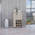 Fargo Bar Cart With Cabinet, 6 Built In Wine Rack And Casters Grey Primary Living Space Modern Particle Board Engineered Wood