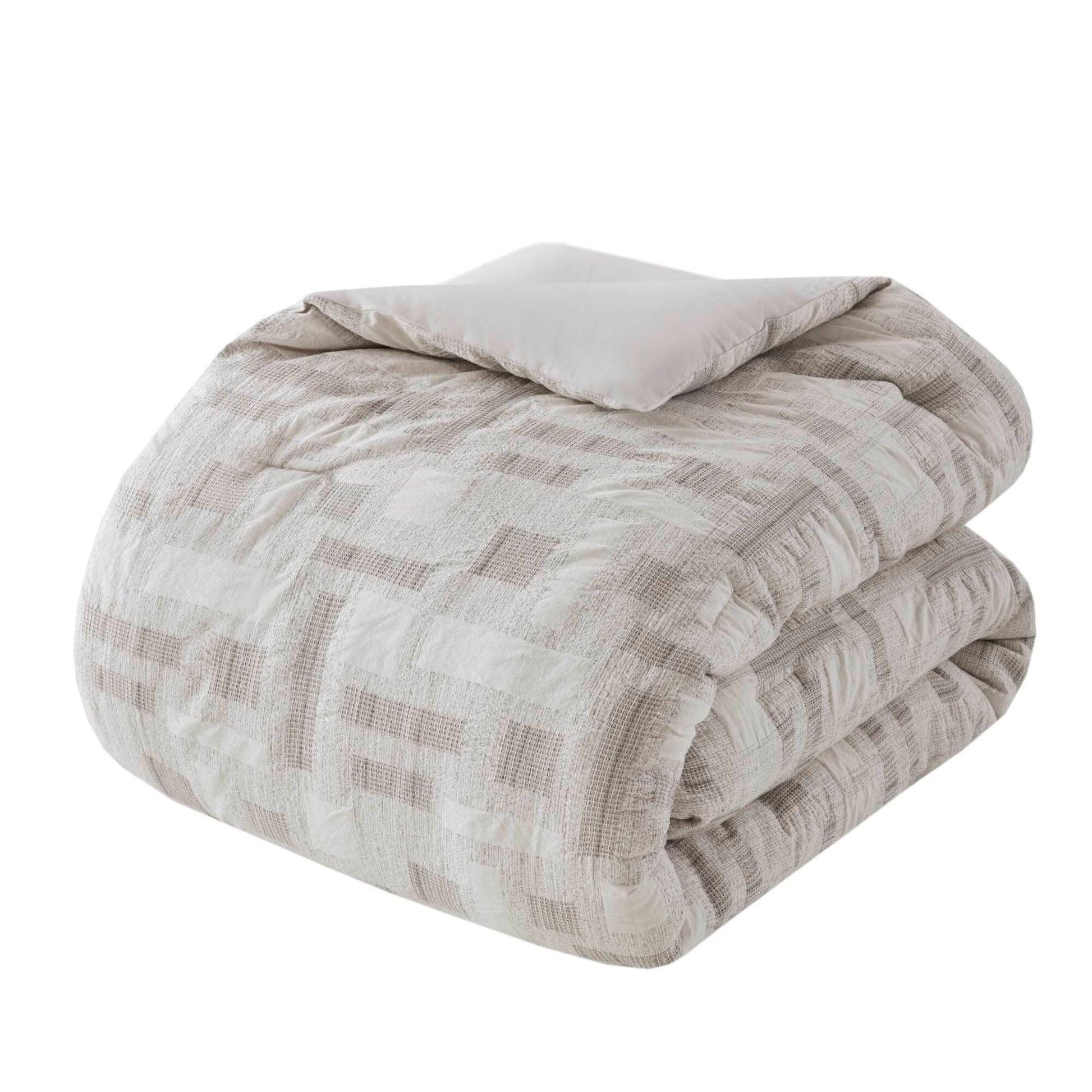 3 Piece Cotton Jacquard Comforter Set Full Queen Ivory Polyester