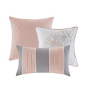 Printed Cotton Sateen Comforter Set Grey Peach Twin Twin Xl Twin Grey Peach Polyester
