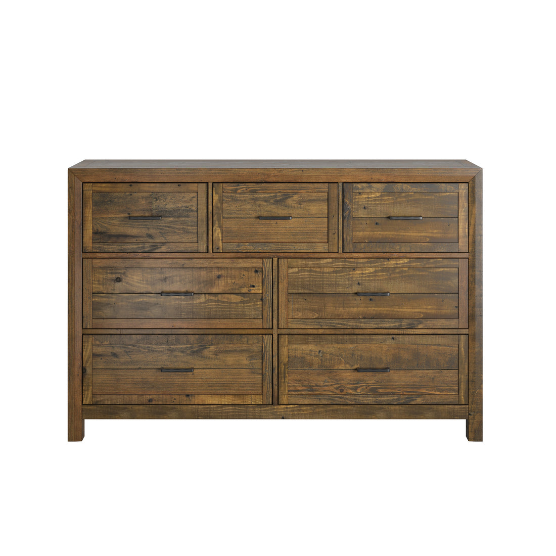 Lisque Brown 7 Drawer Dresser Brown Solid Wood