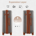 Luggage Sets 3 Piece Suitcase Set 20 24 28 With Usb Port,Carry On Luggage Airline Approved,Pp Lightweight Suitcase With Spinner Wheels, Brown Brown Polypropylene