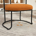 Coolmore Boucle Dining Chairs Set Of 2, Mid Century Modern Curved Backrest Chair, Round Upholstered Kitchen Chairs Orange Boucle Orange Foam Mdf Metal