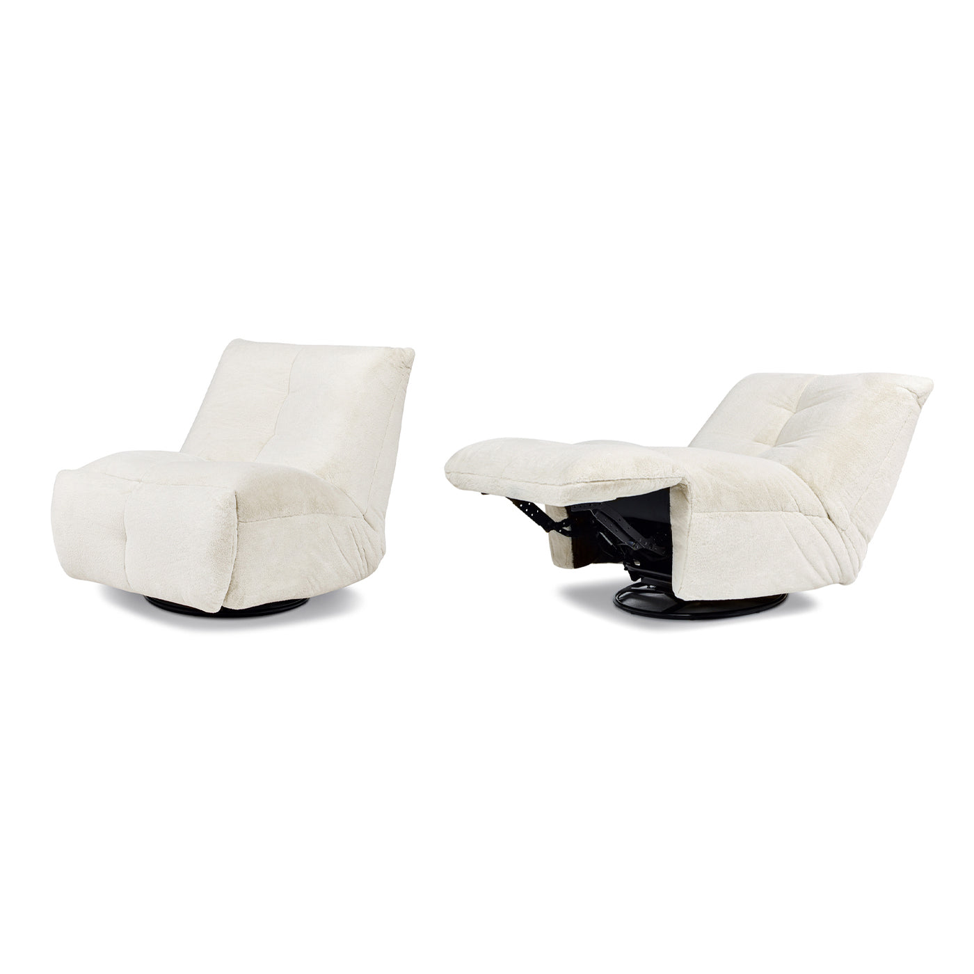 Rearden 35.5" Swivel Glider Manual Recliner Gaming Lounge Chair, Pearl White Short Faux Fur White Foam Faux Fur