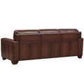 Alice Leather Sofa Caramel Genuine Leather Wood Primary Living Space Medium Firm Cushion Back Mid Century Modern Eucalyptus Square Arms Down Filling Genuine Leather 3 Seat