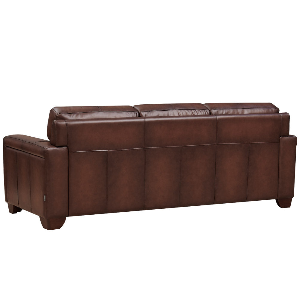 Alice Leather Sofa Caramel Genuine Leather Wood Primary Living Space Medium Firm Cushion Back Mid Century Modern Eucalyptus Square Arms Down Filling Genuine Leather 3 Seat