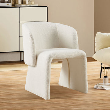 Modern Accent Chair White Single Sofa Chair,Upholstered Side Chair Teddy Comfy Chair For Dining Room Bedroom Living Room Reception Off White 1Pc Off White Primary Living Space Modern Teddy