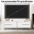 Tv Stand For Tvs Up To 80 Inches, Modern Entertainment Center Media Console With 4 Drawers And 1 Spacious Cabinet For Living Room, White White 70 79 Inches Mdf