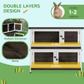 Pawhut Rabbit Hutch, Outdoor 2 Tier Rabbit Cage, 46