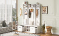 5 In 1 Entryway Bench With Coat Rack, 7 Sturdy Hooks, 2 Spacious Drawers And Adjustable Shelves, 58.8'' Wide Hall Tree With Metal Handles For Hallway, Entryway, Living Room White Mdf