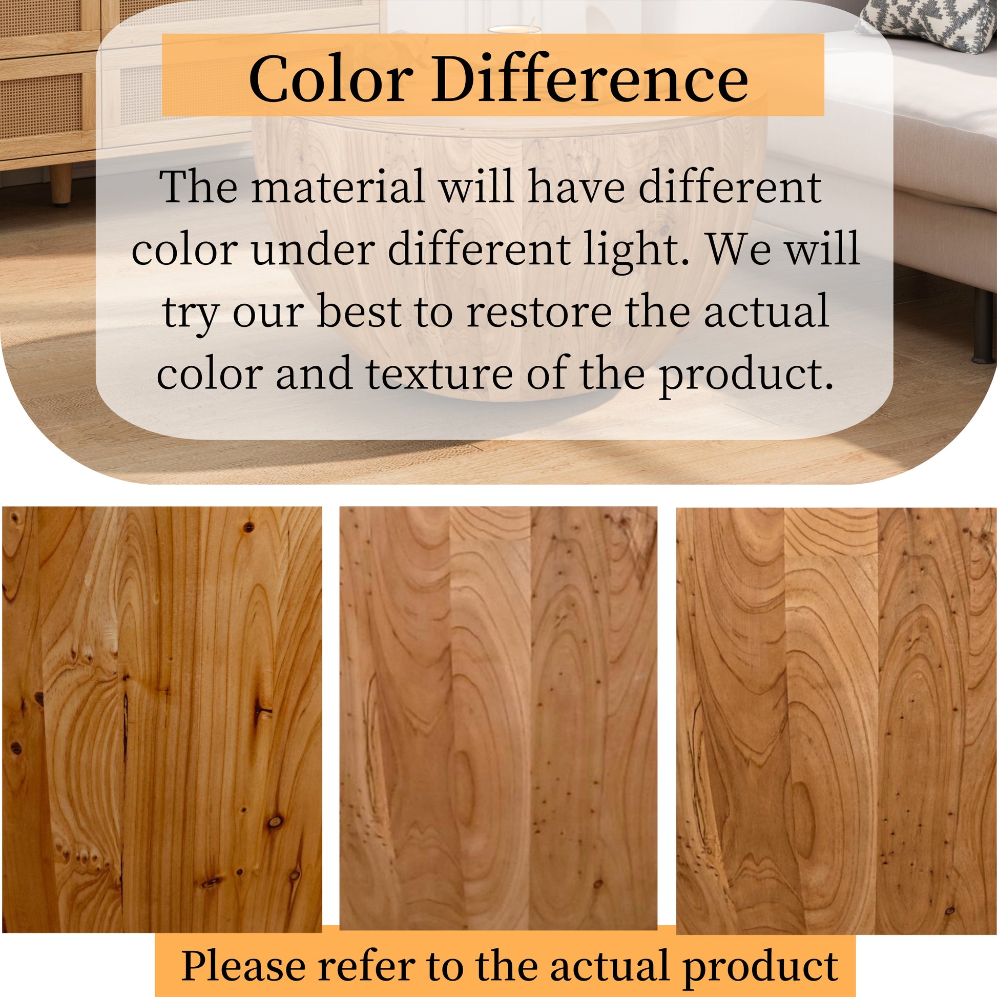 31.50"Vintage Style Bucket Shaped Coffee Table For Office, Dining Room And Living Room Same Sku:W75770648 Natural Solid Wood Mdf