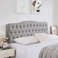 Upholstered King Headboard, Button Diamond Tufted Headboard With Adjustable Height And Solid Wood Leg, Linen Fabric Padded Headboard For King Size Bed, Mordern Head Board, Grey King Grey Bedroom Bed Frame Linen Fabric Metal