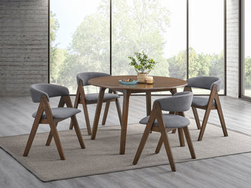 Keiki Round Dining Table, Walnut Finish Dn02915 Walnut Wood