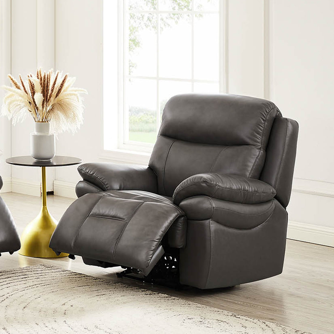 Springdale Power Headrest Zero Gravity Recliner Gray Memory Foam Genuine Leather