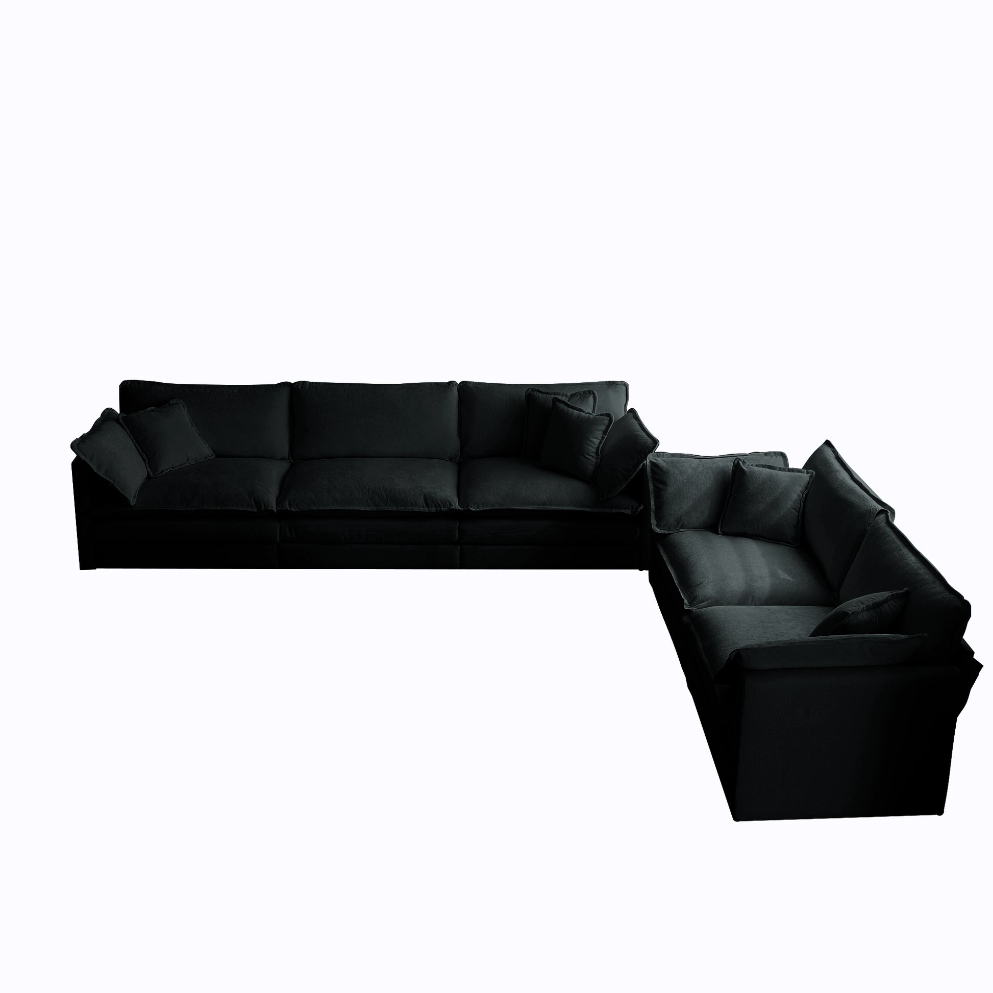 3 Piece Sofa Set Oversized Sofa Comfy Sofa Couch, 2 Pieces Of 2 Seater And 1 Piece Of 3 Seater Sofa For Living Room, Deep Seat Sofa Black Chenille Black Chenille 7 Seat