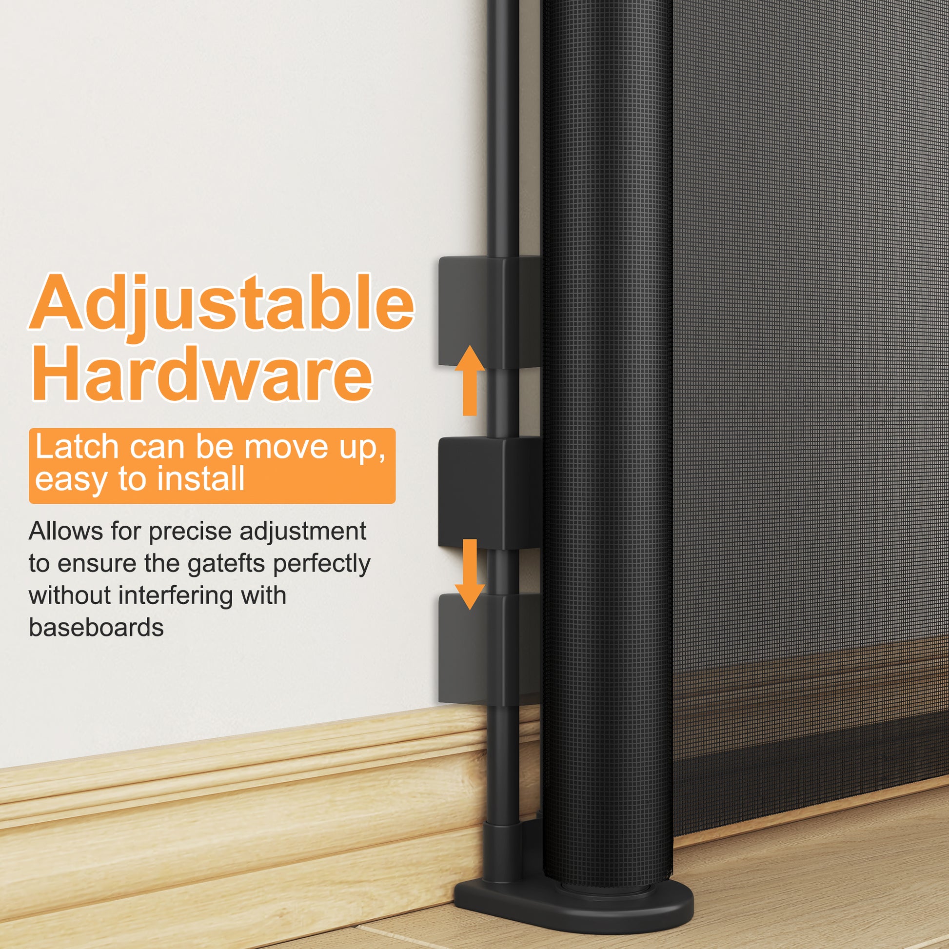 Retractable Baby Gate, Mesh Dog Gate For Doorways, Extends Up To 120" Wide, 33" Tall Child Safety Gate For Doorways, Indoor & Outdoors, Stairs, Hallways, Black Black Plastic