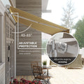 Outsunny 12' X 10' Retractable Awning Patio Awnings Sun Shade Shelter With Manual Crank Handle, 280G M Uv & Water Resistant Fabric And Aluminum Frame For Deck, Balcony, Yard, Yellow And Gray Yellow Grey Aluminum