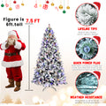 8Ft Pe Pvc Floceked Christmas Tree With Easy Power & Memory Wire Technology, 470 Dual Color Leds With 10 Function, G45 Bulbs, And 1793 Tipsinnovative Holiday Experience Green,White Polyethylene