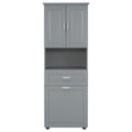 Tall Bathroom Cabinet With Laundry Basket, Large Storage Space Tilt Out Laundry Hamper And Upper Storage Cabinet, Grey Grey Mdf