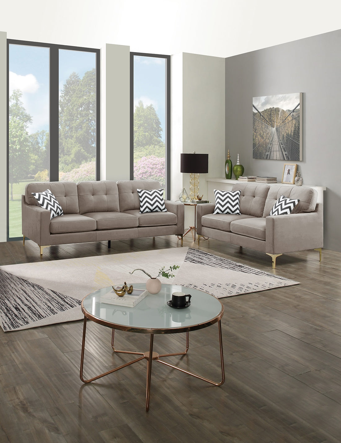 Eye Catching Attractive 2Pc Sofa Set Light Brown Velvet Fabric Sofa Loveseat W Pillows Couch Firm Tufted Cushions Living Room Light Brown Primary Living Space Firm Tufted Back Contemporary,Modern Pine Square Arms Pine,Plywood,Velvet 5 Seat