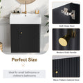 Video 21.6 Inch Modern Floating Bathroom Vanity With Ceramic Basin Perfect For Small Bathrooms, Left Side Storage Black Bathroom Ceramic Mdf