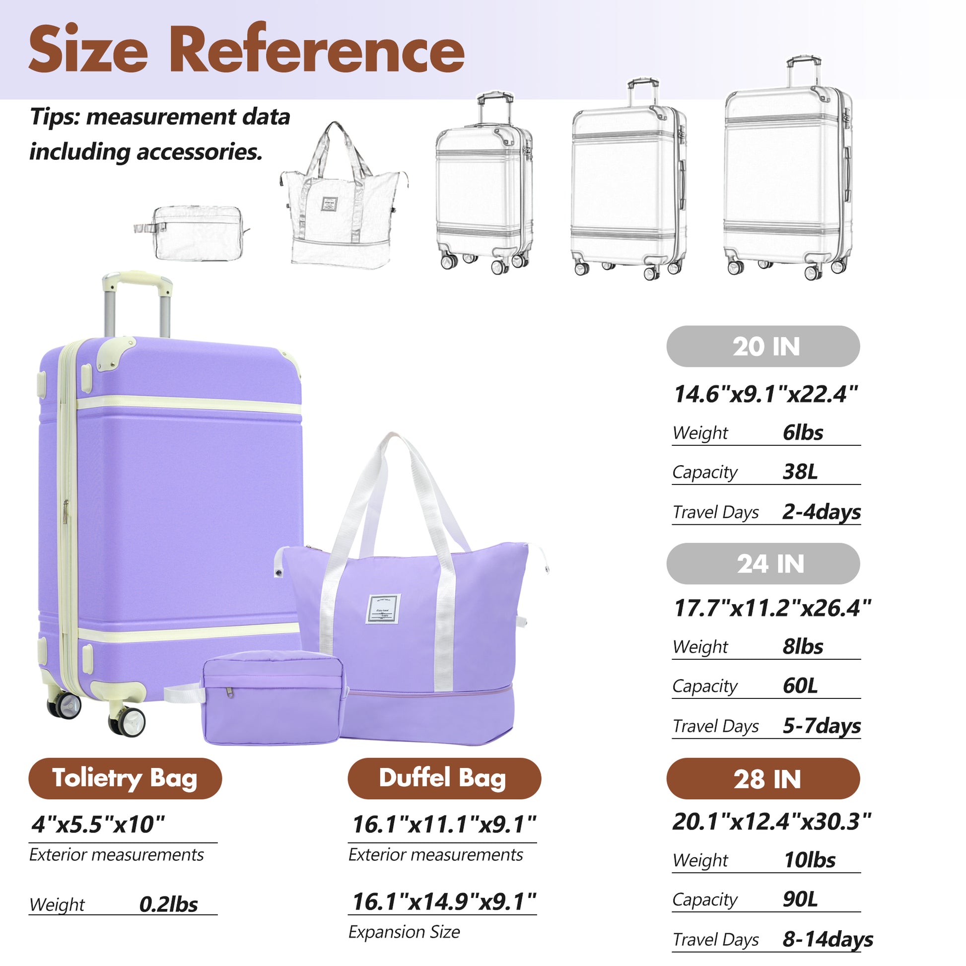 Hardshell Luggage Sets With Bags Lightweight Suitcase Double Spinner Wheels With Tsa Lock ,Single Vintage Luggage 28 In,Purple Purple Abs