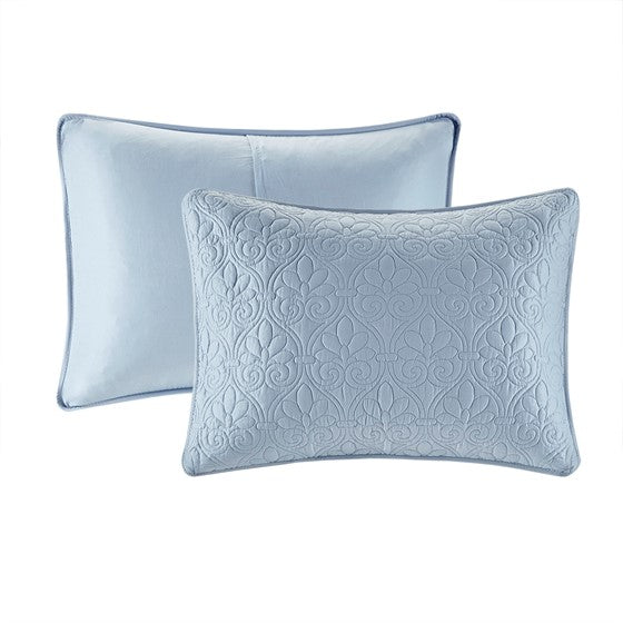 Reversible Quilt Set Blue Full Queen Blue Cotton