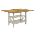 5Pc Dining Set Counter Height Table Base With 2 Shelves, 4 Upholstered Counter Height Chairs Light Oak And Gray Finish Casual Country Style Dining Wooden Kitchen Furniture Gray,Light Oak Seats 4 Dining Room Rectangular Wood