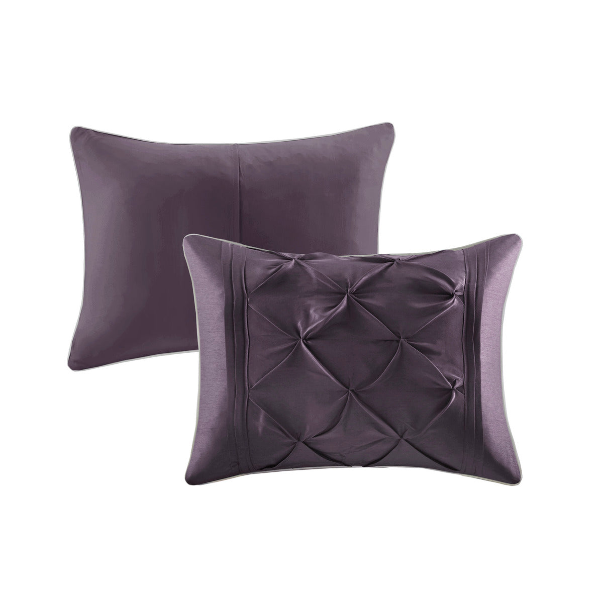 7 Piece Tufted Comforter Set Plum Queen Queen Plum Polyester