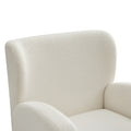 Mirod Modern Wing Back Lounge Chair Stylish Design, Soft Fabric, Solid Wood Legs, Easy Assembly, Durable Frame Beige Boucle