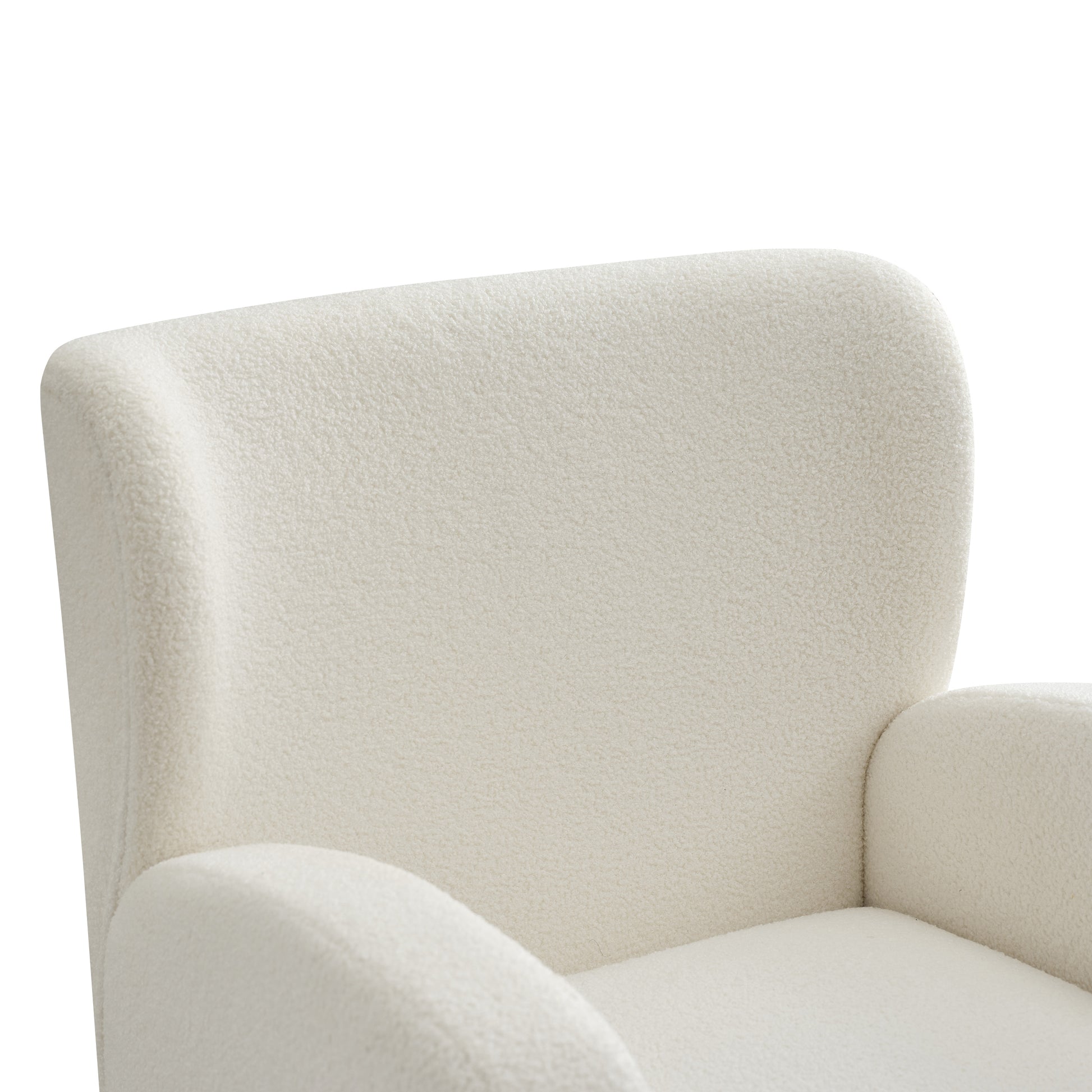 Mirod Modern Wing Back Lounge Chair Stylish Design, Soft Fabric, Solid Wood Legs, Easy Assembly, Durable Frame Beige Boucle