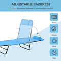 Outsunny Folding Chaise Lounge Chair, Pool Sun Tanning Chair, Outdoor Lounge Chair With Reclining Back,Mesh Seat, Headrest For Beach, Yard, Patio, Blue Blue Steel