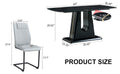 Table And Chair Set, Minimalist Dining Table, Imitation Marble Patterned Glass Tabletop, Mdf Legs With U Shaped Brackets. Paired With Comfortable Chairs, Suitable For Dining And Living Rooms. Black Mdf Glass