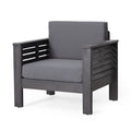 Outdoor Acacia Wood Club Chairs With Cushions, Dark Gray, 27.75