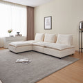 Modern Armless Accent Chair, Single Sofa Couch With Ottoman Compact Design, Space Saving Seating For Living Room, Bedroom, Apartment, Office Beige Wood Medium Soft Foam Chenille 1 Seat